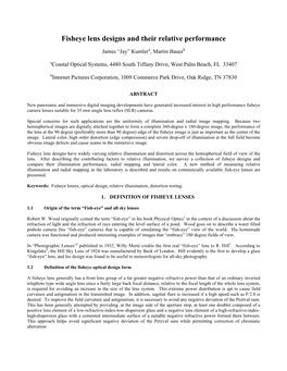 Fisheye Lens Designs and Their Relative Performance