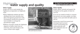 Highlands Water Supply and Quality