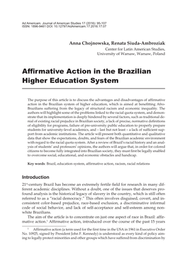 Affirmative Action in the Brazilian Higher Education System