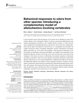 Behavioral Responses to Odors from Other Species: Introducing a Complementary Model of Allelochemics Involving Vertebrates