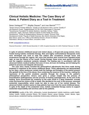 Clinical Holistic Medicine: the Case Story of Anna. II. Patient Diary As a Tool in Treatment