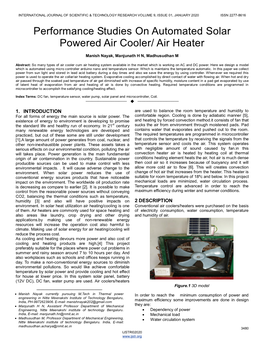 Performance Studies on Automated Solar Powered Air Cooler/ Air Heater