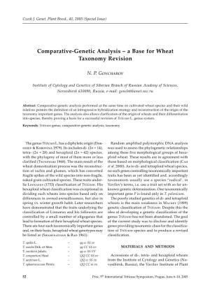 Comparative-Genetic Analysis – a Base for Wheat Taxonomy Revision