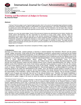 Training and Recruitment of Judges in Germany by Johannes Riedel1