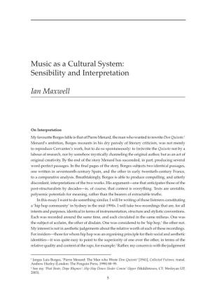 Music As a Cultural System: Sensibility and Interpretation