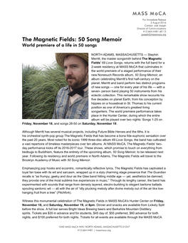 The Magnetic Fields: 50 Song Memoir World Premiere of a Life in 50 Songs