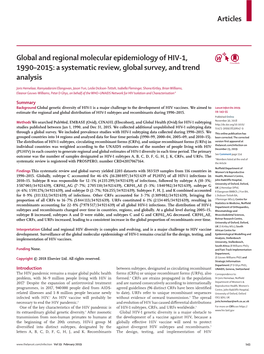 Global and Regional Molecular Epidemiology of HIV-1 1990–2015