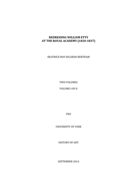 Redressing William Etty at the Royal Academy (1820-1837)