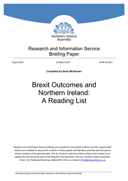 Brexit Outcomes and Northern Ireland: a Reading List