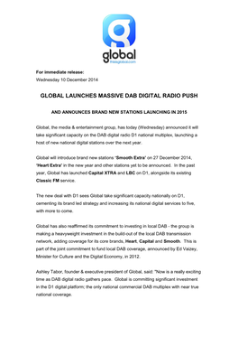 Global Launches Massive Dab Digital Radio Push