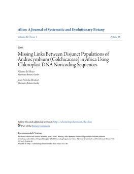 In Africa Using Chloroplast DNA Noncoding Sequences Alberto Del Hoyo Marimutra Botanic Garden