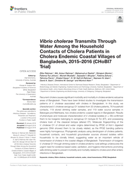 Vibrio Cholerae Transmits Through Water Among the Household Contacts of Cholera Patients in Cholera Endemic Coastal Villages of Bangladesh, 2015–2016 (Chobi7 Trial)