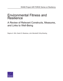 Environmental Fitness and Resilience a Review of Relevant Constructs, Measures, and Links to Well-Being
