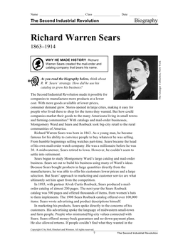 Richard Warren Sears 1863–1914