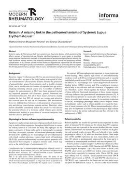 Relaxin: a Missing Link in the Pathomechanisms of Systemic Lupus Erythematosus?