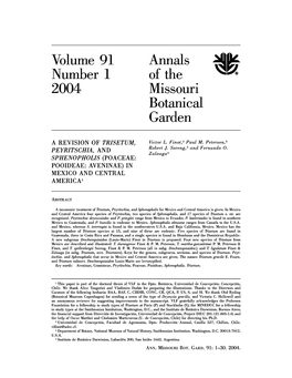 Volume 91 Number 1 2004 Annals of the Missouri Botanical Garden