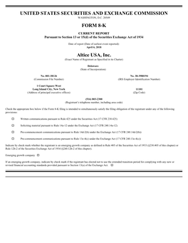 UNITED STATES SECURITIES and EXCHANGE COMMISSION FORM 8-K Altice USA, Inc