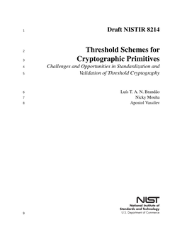Draft NISTIR 8214, Threshold Schemes for Cryptographic Primitives