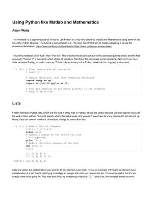 Using Python Like Matlab and Mathematica