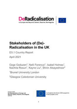 Stakeholders of (De)- Radicalisation in the UK D3.1 Country Report April 2021