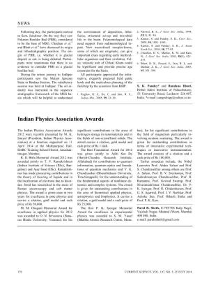 Indian Physics Association Awards