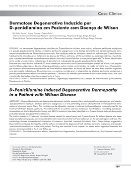Dermatose Degenerativa Induzida Por D-Penicilamina Em Paciente Com Doença De Wilson