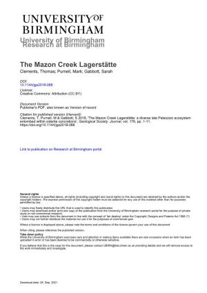 University of Birmingham the Mazon Creek Lagerstätte