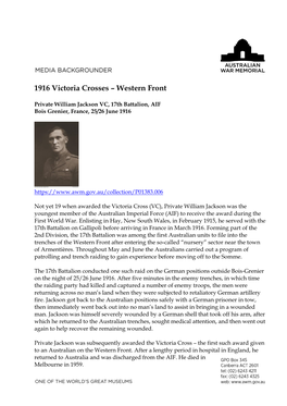1916 Victoria Crosses, Western Front