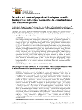 Acanthophora Muscoides (Rhodophyceae) Extracellular Matrix Sulfated Polysaccharides and Their Effects on Coagulation