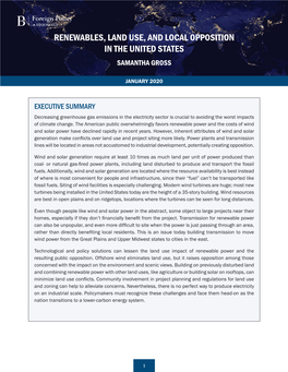 Renewables, Land Use, and Local Opposition in the United States Samantha Gross