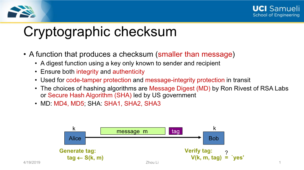 Cryptographic Checksum