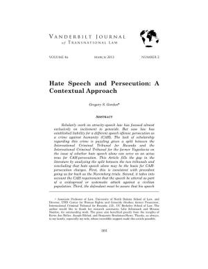 Hate Speech and Persecution: a Contextual Approach