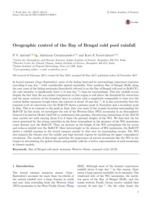 Orographic Control of the Bay of Bengal Cold Pool Rainfall