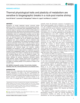 Thermal Physiological Traits and Plasticity of Metabolism Are Sensitive to Biogeographic Breaks in a Rock-Pool Marine Shrimp Aura M