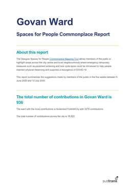 Govan Ward Spaces for People Commonplace Report