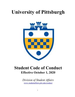 Student Code of Conduct Effective October 1, 2020