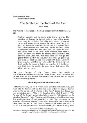 The Parable of the Tares of the Field Peter Ditzel
