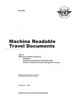 Machine Readable Travel Documents for IO B Loting Purpose ONLY. S