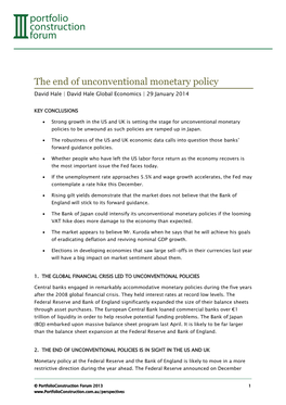 The End of Unconventional Monetary Policy