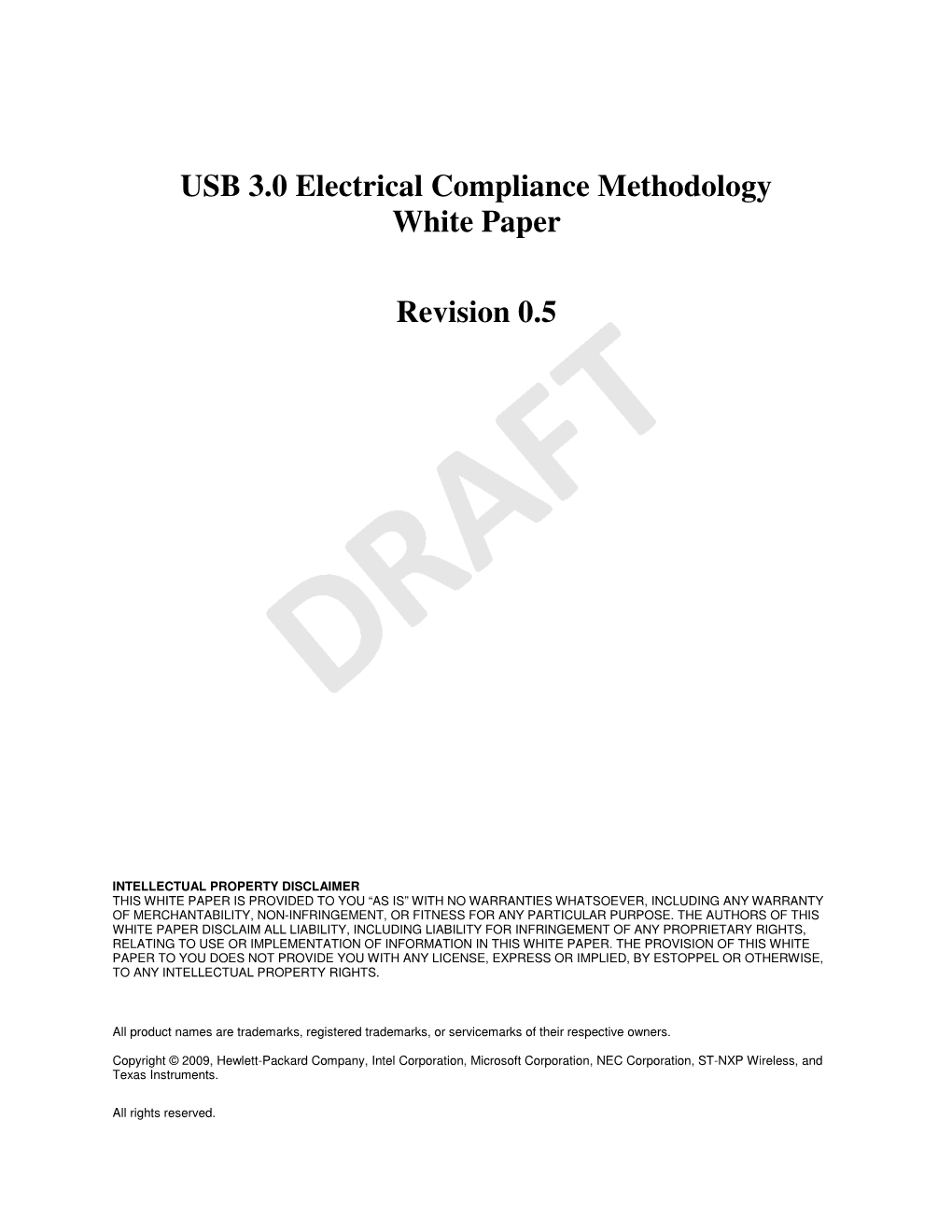 USB 3.0 Electrical Compliance Methodology White Paper Revision