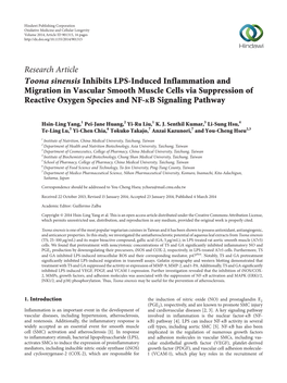 Research Article Toona Sinensis Inhibits LPS-Induced
