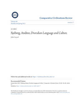 Sjoberg, Andree, Dravidian Language and Culture. John Grayzel