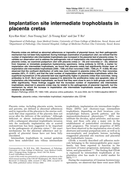 Implantation Site Intermediate Trophoblasts in Placenta Cretas