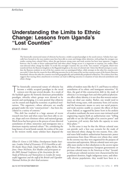 Understanding the Limits to Ethnic Change: Lessons from Uganda’S “Lost Counties”