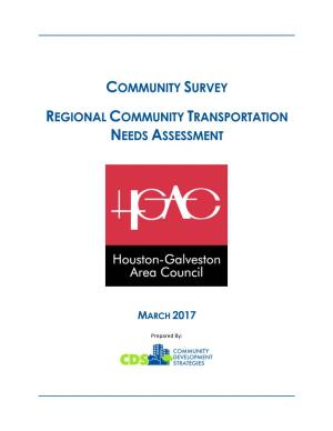 Community Survey Regional Community Transportation Needs Assessment