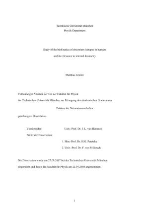 Technische Universität München Physik-Department Study of The