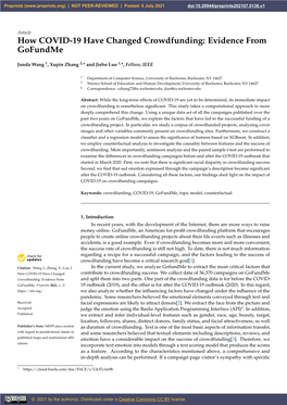 How COVID-19 Have Changed Crowdfunding: Evidence from Gofundme