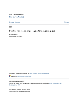 Bob Brookmeyer: Composer, Performer, Pedagogue
