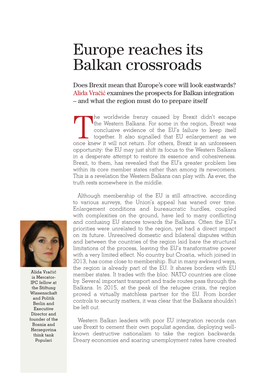 Europe Reaches Its Balkan Crossroads