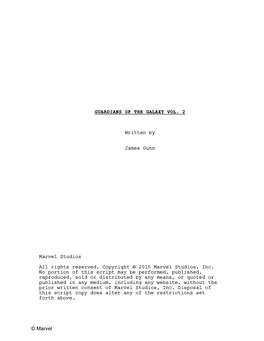 GUARDIANS of the GALAXY VOL. 2 Written by James Gunn Marvel